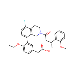 CCOc1ccc(CC(=O)O)cc1-c1ccc(F)c2c1CN(C(=O)C[C@@H](C)c1ccccc1OC)CC2 ZINC000144024584