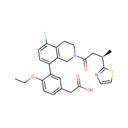 CCOc1ccc(CC(=O)O)cc1-c1ccc(F)c2c1CN(C(=O)C[C@@H](C)c1nccs1)CC2 ZINC000144201991