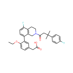 CCOc1ccc(CC(=O)O)cc1-c1ccc(F)c2c1CN(C(=O)CC(C)(C)c1ccc(F)cc1)CC2 ZINC000144057361