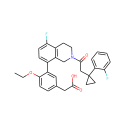 CCOc1ccc(CC(=O)O)cc1-c1ccc(F)c2c1CN(C(=O)CC1(c3ccccc3F)CC1)CC2 ZINC001772609740