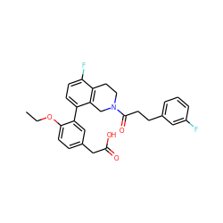 CCOc1ccc(CC(=O)O)cc1-c1ccc(F)c2c1CN(C(=O)CCc1cccc(F)c1)CC2 ZINC000144147035