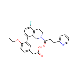 CCOc1ccc(CC(=O)O)cc1-c1ccc(F)c2c1CN(C(=O)CCc1ccccn1)CC2 ZINC000143996481