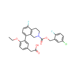 CCOc1ccc(CC(=O)O)cc1-c1ccc(F)c2c1CN(C(=O)OCc1cc(Cl)ccc1F)CC2 ZINC000144093338