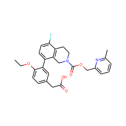 CCOc1ccc(CC(=O)O)cc1-c1ccc(F)c2c1CN(C(=O)OCc1cccc(C)n1)CC2 ZINC000144281121