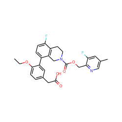 CCOc1ccc(CC(=O)O)cc1-c1ccc(F)c2c1CN(C(=O)OCc1ncc(C)cc1F)CC2 ZINC000144337245