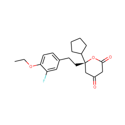 CCOc1ccc(CC[C@]2(C3CCCC3)CC(=O)CC(=O)O2)cc1F ZINC000035013145