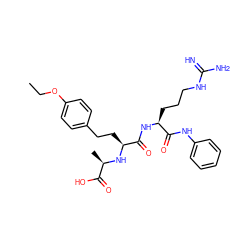 CCOc1ccc(CC[C@H](N[C@H](C)C(=O)O)C(=O)N[C@@H](CCCNC(=N)N)C(=O)Nc2ccccc2)cc1 ZINC000026490008