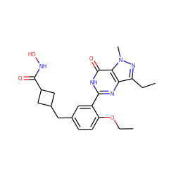 CCOc1ccc(CC2CC(C(=O)NO)C2)cc1-c1nc2c(CC)nn(C)c2c(=O)[nH]1 ZINC001772603451