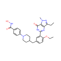 CCOc1ccc(CC2CCN(c3ccc(C(=O)NO)cc3)CC2)cc1-c1nc2c(CC)nn(C)c2c(=O)[nH]1 ZINC001772626225