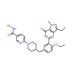 CCOc1ccc(CC2CCN(c3ccc(C(=O)NO)cn3)CC2)cc1-c1nc2c(CC)nn(C)c2c(=O)[nH]1 ZINC001772653015