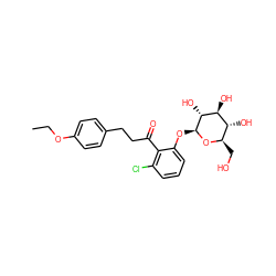 CCOc1ccc(CCC(=O)c2c(Cl)cccc2O[C@@H]2O[C@H](CO)[C@@H](O)[C@H](O)[C@H]2O)cc1 ZINC000028364328