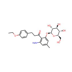 CCOc1ccc(CCC(=O)c2c(N)cc(C)cc2O[C@@H]2O[C@H](CO)[C@@H](O)[C@H](O)[C@H]2O)cc1 ZINC000028387073