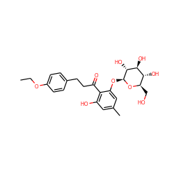 CCOc1ccc(CCC(=O)c2c(O)cc(C)cc2O[C@@H]2O[C@H](CO)[C@@H](O)[C@H](O)[C@H]2O)cc1 ZINC000028385913