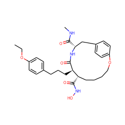 CCOc1ccc(CCC[C@H]2C(=O)N[C@H](C(=O)NC)Cc3ccc(cc3)OCCCC[C@@H]2C(=O)NO)cc1 ZINC000026730832