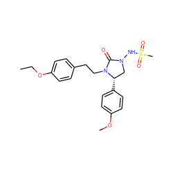 CCOc1ccc(CCN2C(=O)N(NS(C)(=O)=O)C[C@@H]2c2ccc(OC)cc2)cc1 ZINC000045260171