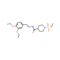 CCOc1ccc(CCNC(=O)C2CCN(S(=O)(=O)CC)CC2)cc1OCC ZINC000004099743