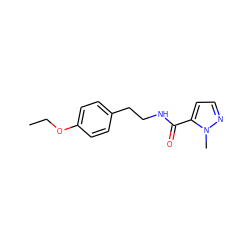 CCOc1ccc(CCNC(=O)c2ccnn2C)cc1 ZINC000147083546