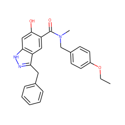 CCOc1ccc(CN(C)C(=O)c2cc3c(Cc4ccccc4)n[nH]c3cc2O)cc1 ZINC000084707048