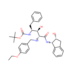 CCOc1ccc(CN[C@@H](C(=O)N[C@H]2c3ccccc3C[C@H]2O)[C@H](O)[C@H](Cc2ccccc2)NC(=O)OC(C)(C)C)cc1 ZINC000014943363