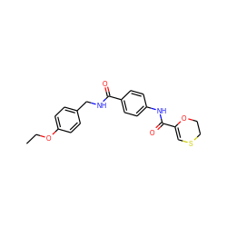 CCOc1ccc(CNC(=O)c2ccc(NC(=O)C3=CSCCO3)cc2)cc1 ZINC000009738238