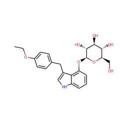 CCOc1ccc(Cc2c[nH]c3cccc(O[C@@H]4O[C@H](CO)[C@@H](O)[C@H](O)[C@H]4O)c23)cc1 ZINC000028572490