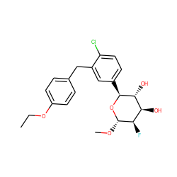 CCOc1ccc(Cc2cc([C@@H]3O[C@@H](OC)[C@H](F)[C@H](O)[C@H]3O)ccc2Cl)cc1 ZINC000045245494