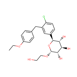 CCOc1ccc(Cc2cc([C@@H]3O[C@@H](OCCO)[C@@H](O)[C@H](O)[C@H]3O)ccc2Cl)cc1 ZINC000045261391