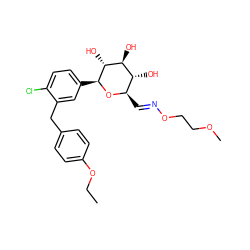 CCOc1ccc(Cc2cc([C@@H]3O[C@H](/C=N/OCCOC)[C@@H](O)[C@H](O)[C@H]3O)ccc2Cl)cc1 ZINC000219005371