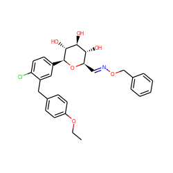 CCOc1ccc(Cc2cc([C@@H]3O[C@H](/C=N/OCc4ccccc4)[C@@H](O)[C@H](O)[C@H]3O)ccc2Cl)cc1 ZINC000219006228