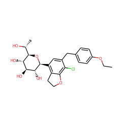 CCOc1ccc(Cc2cc([C@@H]3O[C@H]([C@@H](C)O)[C@@H](O)[C@H](O)[C@H]3O)c3c(c2Cl)OCC3)cc1 ZINC000206066671