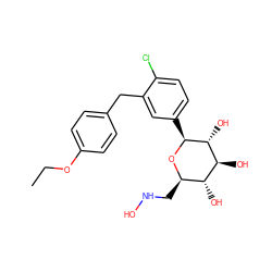 CCOc1ccc(Cc2cc([C@@H]3O[C@H](CNO)[C@@H](O)[C@H](O)[C@H]3O)ccc2Cl)cc1 ZINC000219007354