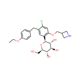 CCOc1ccc(Cc2cc([C@@H]3O[C@H](CO)[C@@H](O)[C@H](O)[C@H]3O)c(OCC3CNC3)cc2Cl)cc1 ZINC000201750542