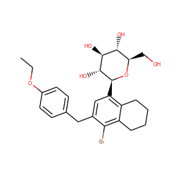 CCOc1ccc(Cc2cc([C@@H]3O[C@H](CO)[C@@H](O)[C@H](O)[C@H]3O)c3c(c2Br)CCCC3)cc1 ZINC000214211541