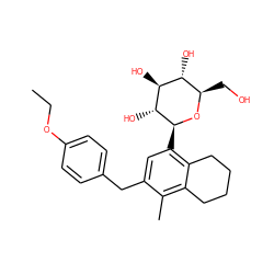 CCOc1ccc(Cc2cc([C@@H]3O[C@H](CO)[C@@H](O)[C@H](O)[C@H]3O)c3c(c2C)CCCC3)cc1 ZINC000214200190