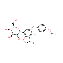 CCOc1ccc(Cc2cc([C@@H]3O[C@H](CO)[C@@H](O)[C@H](O)[C@H]3O)c3c(c2Cl)[C@H](C)CO3)cc1 ZINC000206068369