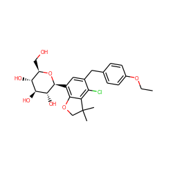 CCOc1ccc(Cc2cc([C@@H]3O[C@H](CO)[C@@H](O)[C@H](O)[C@H]3O)c3c(c2Cl)C(C)(C)CO3)cc1 ZINC000206066565