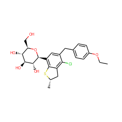 CCOc1ccc(Cc2cc([C@@H]3O[C@H](CO)[C@@H](O)[C@H](O)[C@H]3O)c3c(c2Cl)C[C@H](C)S3)cc1 ZINC000206065132