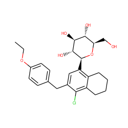 CCOc1ccc(Cc2cc([C@@H]3O[C@H](CO)[C@@H](O)[C@H](O)[C@H]3O)c3c(c2Cl)CCCC3)cc1 ZINC000214177957