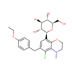 CCOc1ccc(Cc2cc([C@@H]3O[C@H](CO)[C@@H](O)[C@H](O)[C@H]3O)c3c(c2Cl)N(C)CCO3)cc1 ZINC000206118344