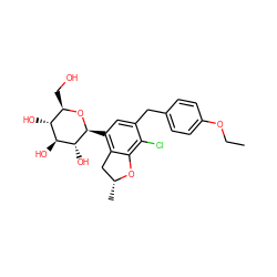 CCOc1ccc(Cc2cc([C@@H]3O[C@H](CO)[C@@H](O)[C@H](O)[C@H]3O)c3c(c2Cl)O[C@H](C)C3)cc1 ZINC000206067250