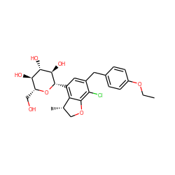 CCOc1ccc(Cc2cc([C@@H]3O[C@H](CO)[C@@H](O)[C@H](O)[C@H]3O)c3c(c2Cl)OC[C@@H]3C)cc1 ZINC000206067509