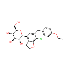 CCOc1ccc(Cc2cc([C@@H]3O[C@H](CO)[C@@H](O)[C@H](O)[C@H]3O)c3c(c2Cl)OCC3)cc1 ZINC000206069092