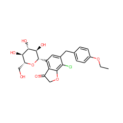 CCOc1ccc(Cc2cc([C@@H]3O[C@H](CO)[C@@H](O)[C@H](O)[C@H]3O)c3c(c2Cl)OCC3=O)cc1 ZINC000206125990