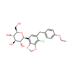 CCOc1ccc(Cc2cc([C@@H]3O[C@H](CO)[C@@H](O)[C@H](O)[C@H]3O)c3c(c2Cl)OCO3)cc1 ZINC000206125649