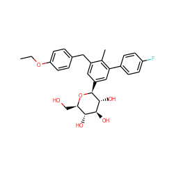 CCOc1ccc(Cc2cc([C@@H]3O[C@H](CO)[C@@H](O)[C@H](O)[C@H]3O)cc(-c3ccc(F)cc3)c2C)cc1 ZINC000142318221