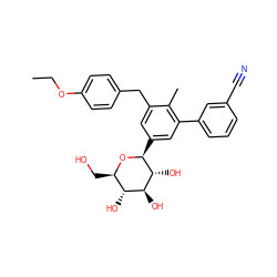 CCOc1ccc(Cc2cc([C@@H]3O[C@H](CO)[C@@H](O)[C@H](O)[C@H]3O)cc(-c3cccc(C#N)c3)c2C)cc1 ZINC000142234106