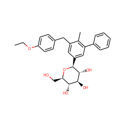 CCOc1ccc(Cc2cc([C@@H]3O[C@H](CO)[C@@H](O)[C@H](O)[C@H]3O)cc(-c3ccccc3)c2C)cc1 ZINC000142317082