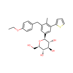 CCOc1ccc(Cc2cc([C@@H]3O[C@H](CO)[C@@H](O)[C@H](O)[C@H]3O)cc(-c3cccs3)c2C)cc1 ZINC000142234787