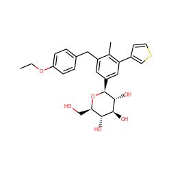 CCOc1ccc(Cc2cc([C@@H]3O[C@H](CO)[C@@H](O)[C@H](O)[C@H]3O)cc(-c3ccsc3)c2C)cc1 ZINC000142231443