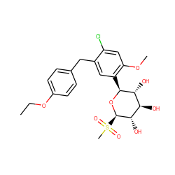 CCOc1ccc(Cc2cc([C@@H]3O[C@H](S(C)(=O)=O)[C@@H](O)[C@H](O)[C@H]3O)c(OC)cc2Cl)cc1 ZINC000206062787